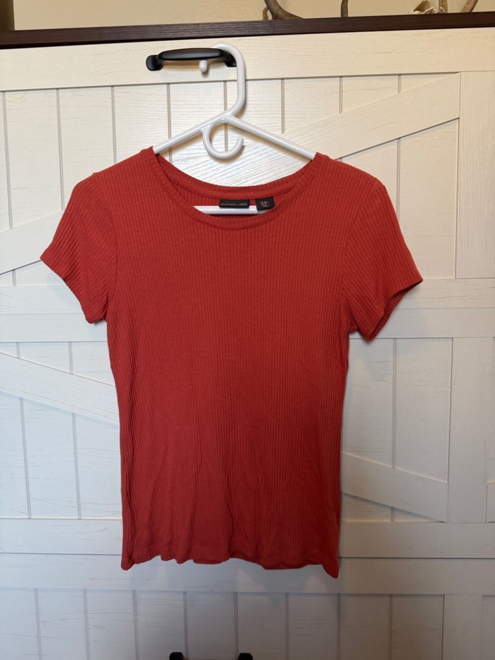 Rachel Zoe Rust Orange Short-Sleeve Ribbed Tee